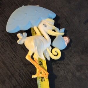 Vintage Blue and Yellow Stork Cake Topper